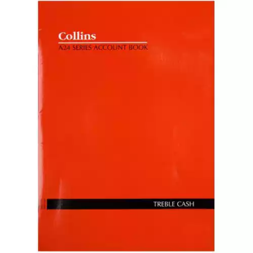 Picture of COLLINS A24 SERIES ACCOUNT BOOK 3 MONEY COLUMN TREBLE CASH 24 LEAF A4 RED