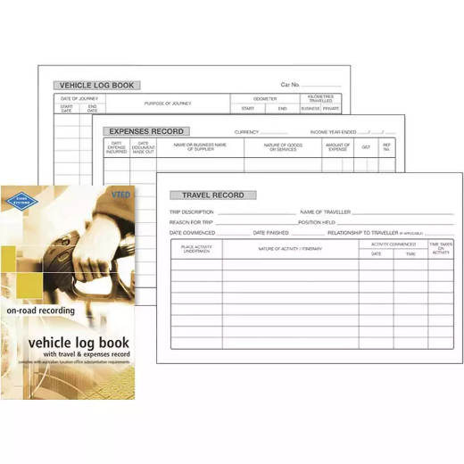 Picture of ZIONS VTED COMBINED VEHICLE LOG WITH TRAVEL AND EXPENSES RECORD BOOK