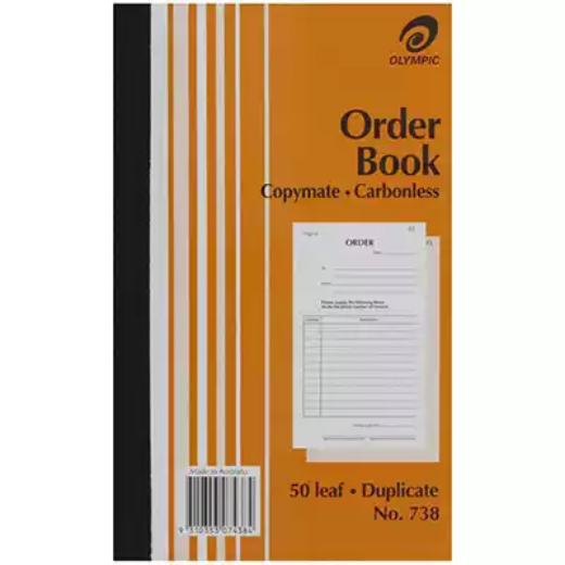 Picture of OLYMPIC 738 ORDER BOOK CARBONLESS DUPLICATE 50 LEAF 200 X 125MM