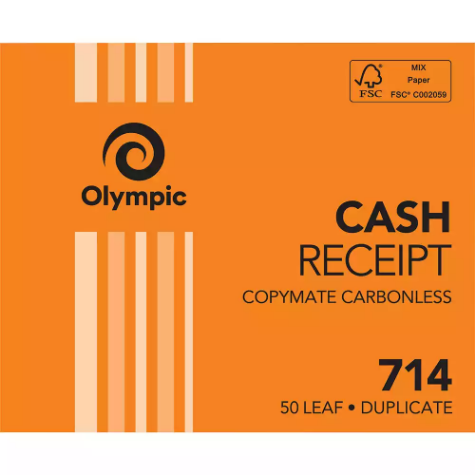 Picture of OLYMPIC 714 RECEIPT BOOK CARBONLESS DUPLICATE 50 LEAF 125 X 100MM