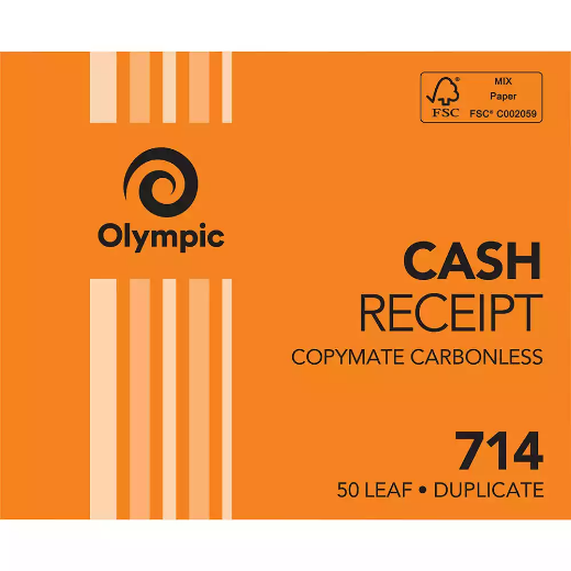 Picture of OLYMPIC 714 RECEIPT BOOK CARBONLESS DUPLICATE 50 LEAF 125 X 100MM