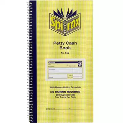 Picture of SPIRAX 552 PETTY CASH BOOK CARBONLESS 160 PAGE 279 X 144MM