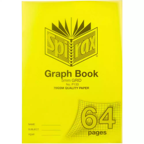 Picture of SPIRAX P133 GRAPH BOOK 5MM GRID 64 PAGE A4 YELLOW