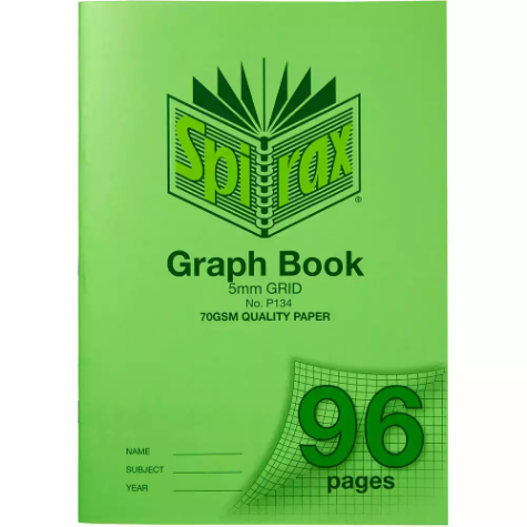 Picture of SPIRAX P134 GRAPH BOOK 5MM GRID 96 PAGE A4 GREEN