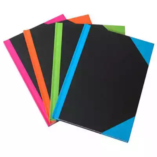 Picture of BLACK AND RED NOTEBOOK CASEBOUND RULED 192 PAGE A5 ASSORTED CORNERS