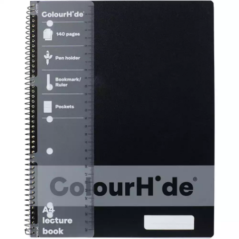 Picture of COLOURHIDE LECTURE NOTEBOOK 140 PAGE A4 BLACK