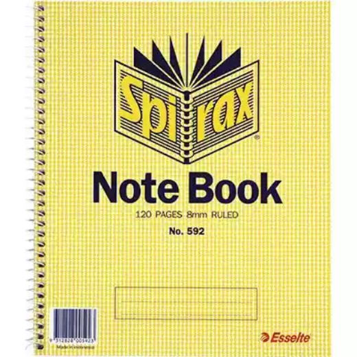 Picture of SPIRAX 592 NOTEBOOK SPIRAL BOUND 8MM RULED 120 PAGE 222 X 178MM