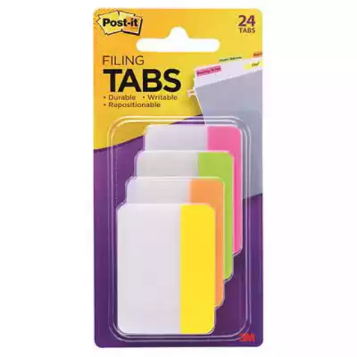 Picture of POST-IT 686-PLOY DURABLE FILING TABS SOLID 50MM BRIGHT ASSORTED PACK 24