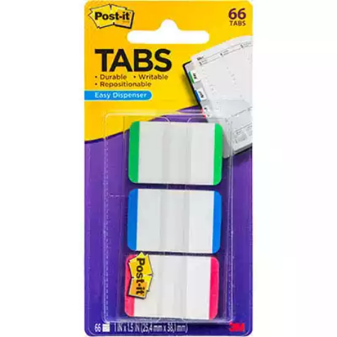 Picture of POST-IT 686L-GBR DURABLE FILING TABS LINED 38MM GREEN/BLUE/RED PACK 66