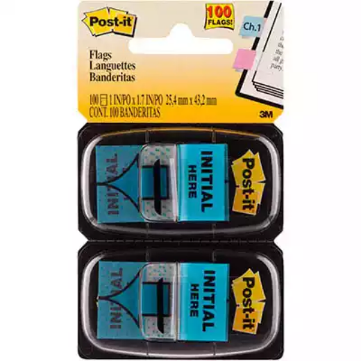 Picture of POST-IT 680-IH2 INITIAL HERE FLAGS BLUE TWIN PACK 100