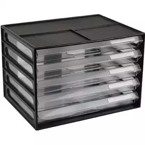 Picture of ITALPLAST DOCUMENT CABINET 5 DRAWER 255 X 330 X 230MM A4 BLACK