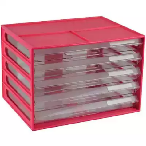 Picture of ITALPLAST DOCUMENT CABINET 5 DRAWER 255 X 330 X 230MM A4 WATERMELON