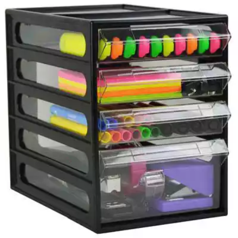 Picture of ITALPLAST OFFICE ORGANISER CABINET 4 DRAWER 255D X 165W X 230H MM BLACK