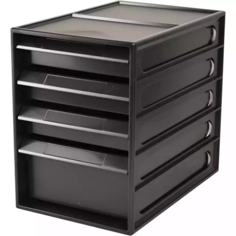 Picture of ITALPLAST GREENR RECYCLED OFFICE ORGANISER CABINET 4 DRAWER 255D X 165W X 230H MM BLACK