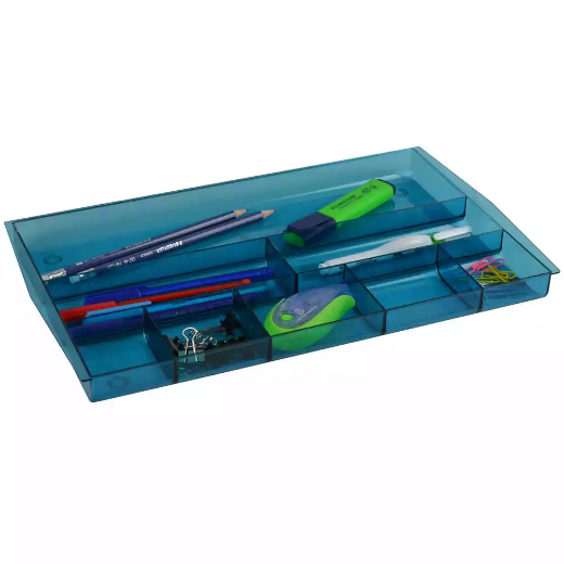 Picture of ITALPLAST DRAWER TIDY 8 COMPARTMENT TINTED BLUE