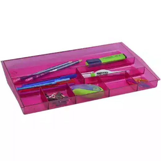 Picture of ITALPLAST DRAWER TIDY 8 COMPARTMENT TINTED PINK