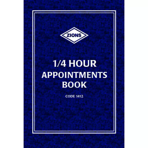 Picture of ZIONS APPOINTMENT BOOK NON-DATED 15 MINUTE DAY TO PAGE A4 BLUE