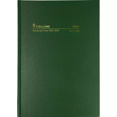Picture of COLLINS 14M4.P40 FINANCIAL YEAR DIARY DAY TO PAGE A4 GREEN