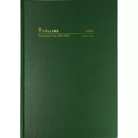 Picture of COLLINS FINANCIAL YEAR DIARY WEEK TO VIEW 1 HOUR A4 GREEN