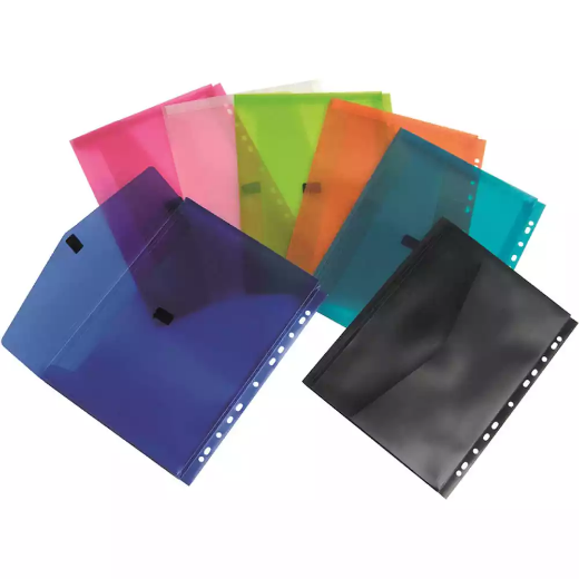 Picture of POP POLYWALLY BINDER WALLET HOOK AND LOOP CLOSURE 30MM GUSSET A4 ASSORTED PACK 12