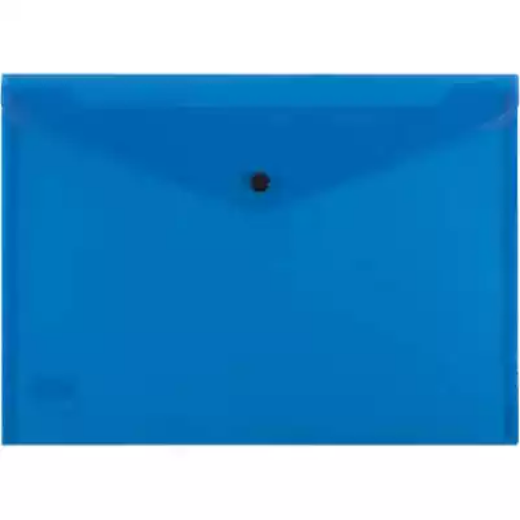 Picture of BANTEX DOCUMENT FOLDER BUTTON CLOSURE A4 TRANSPARENT BLUE