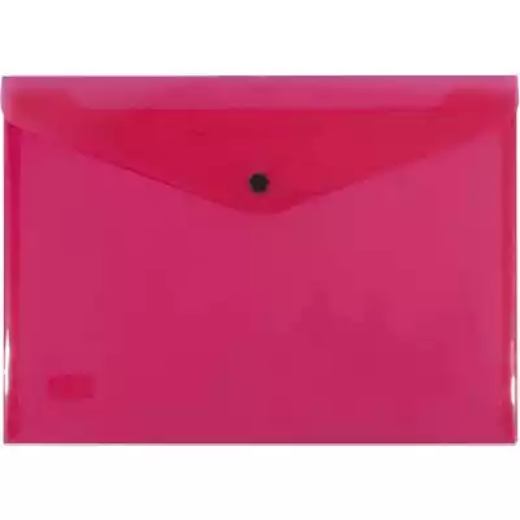 Picture of BANTEX DOCUMENT FOLDER BUTTON CLOSURE A4 TRANSPARENT RED