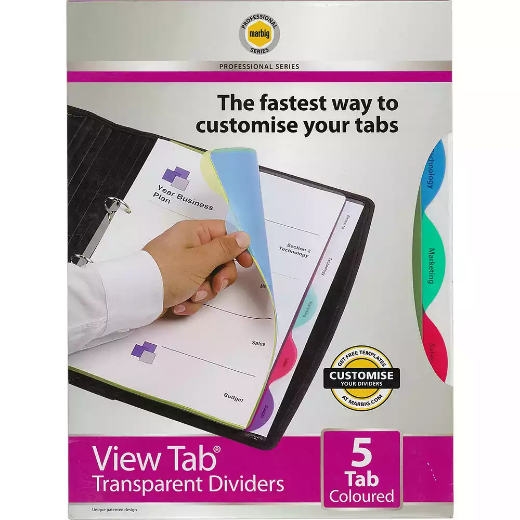 Picture of MARBIG PROFESSIONAL SERIES VIEW-TAB DIVIDER PP 5-TAB A4 ASSORTED