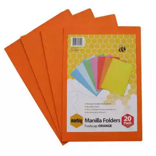 Picture of MARBIG MANILLA FOLDER FOOLSCAP ORANGE PACK 20