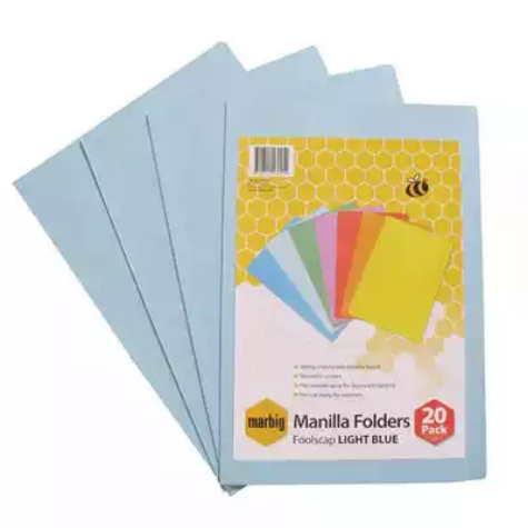 Picture of MARBIG MANILLA FOLDER FOOLSCAP LIGHT BLUE PACK 20