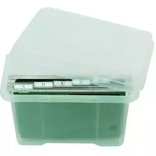 Picture of ITALPLAST FILE STORAGE BOX WITH 10 FILES AND TABS 32 LITRE CLEAR