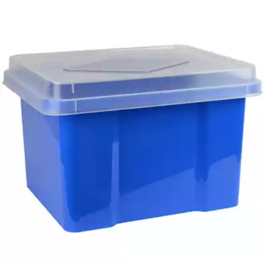 Picture of ITALPLAST FILE STORAGE BOX 32 LITRE BLUEBERRY/CLEAR LID