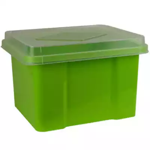 Picture of ITALPLAST FILE STORAGE BOX 32 LITRE LIME/CLEAR LID