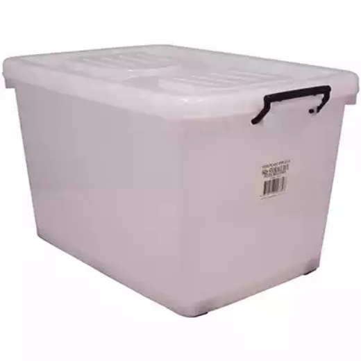 Picture of ITALPLAST ROLLER STORAGE BOX WITH LID 90 LITRE CLEAR