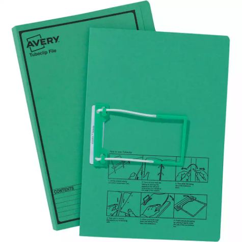 Picture of AVERY 84432 TUBECLIP FILE FOOLSCAP GREEN