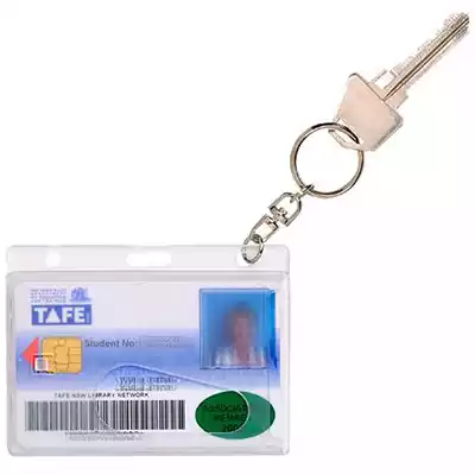 Picture of REXEL ID CARD HOLDER PLUS KEY RING PACK 10