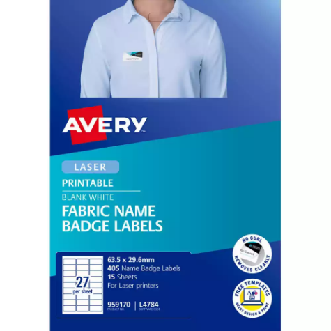 Picture of AVERY 959170 L4784 FABRIC NAME LABELS 27UP WHITE PACK 15