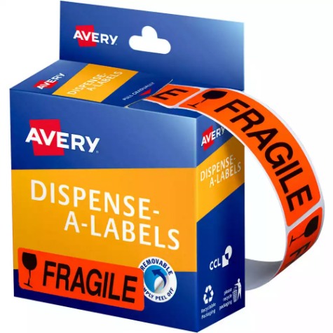 Picture of AVERY 937252 MESSAGE LABELS FRAGILE 19 X 64MM BOX 125