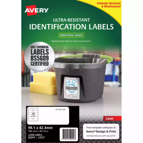 Picture of AVERY 959242 ULTRA-RESISTANT OUTDOOR LABELS 99.1 X 42.3MM WHITE PACK 10