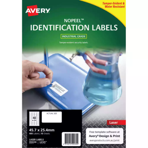 Picture of AVERY 959230 L6145 NO PEEL LABELS 40UP 45.7 X 25.4MM WHITE PACK 10