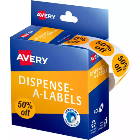 Picture of AVERY 937317 MESSAGE LABELS 50% OFF 24MM ORANGE PACK 500