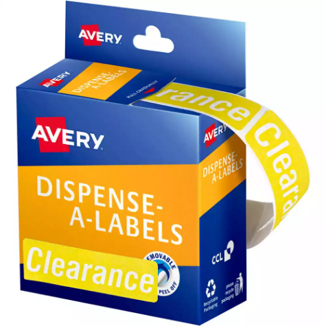 Picture of AVERY 937319 MESSAGE LABELS CLEARANCE 64 X 19MM YELLOW PACK 250