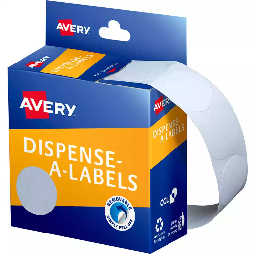 Picture of AVERY 937202 ROUND LABEL DISPENSER 24MM WHITE BOX 550