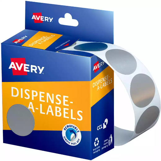 Picture of AVERY 937272 ROUND LABEL DISPENSER 24MM SILVER BOX 250