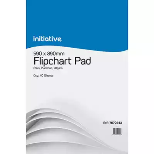 Picture of INITIATIVE FLIPCHART PAD 70GSM 40 SHEETS 590 X 890MM WHITE PACK 2