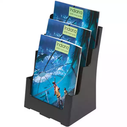 Picture of DEFLECTO BROCHURE HOLDER RECYCLED 3-TIER A4 BLACK