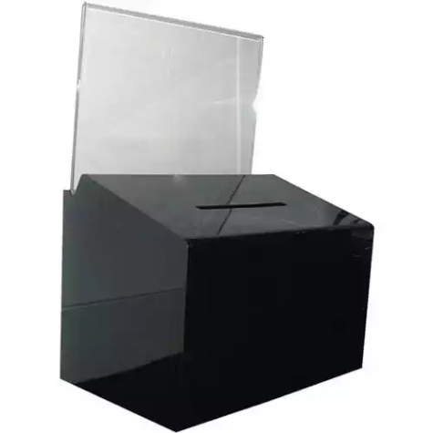 Picture of DEFLECTO BALLOT BOX LOCKABLE WITH HEADER LANDSCAPE A4 SMOKE