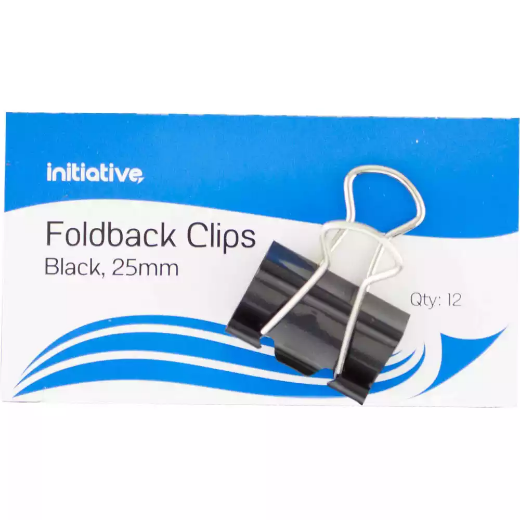 Picture of INITIATIVE FOLDBACK CLIP 25MM BLACK PACK 12