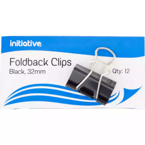 Picture of INITIATIVE FOLDBACK CLIP 32MM BLACK PACK 12