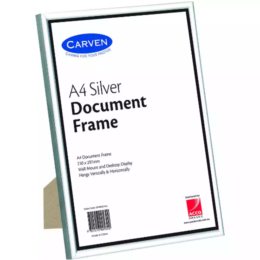 Picture of CARVEN DOCUMENT FRAME A4 SILVER