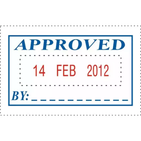 Picture of DESKMATE SELF-INKING DATE STAMP APPROVED BLUE/RED